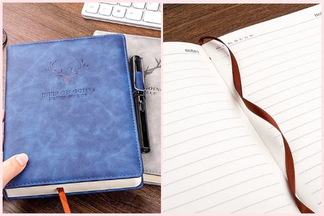 Caderno A5 de couro macio 180 folhas ( 360 páginas )retro notebook para agenda