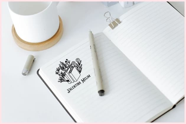 Carimbo para livro - Personalizado | Tema: Floral livro | Biblioteca Particular