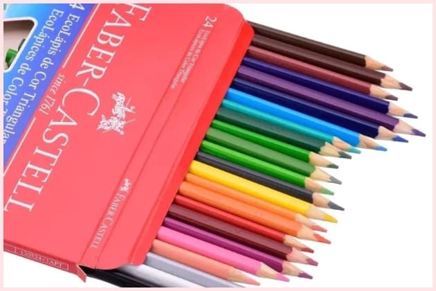 Lápis De Cor Escolar Faber Castell 24 Cores Sextavado Hexagonal Cores Vivas Original