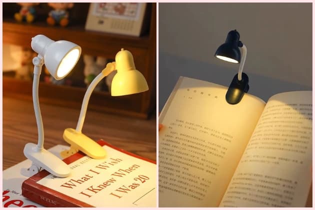 Mini Lâmpada De Mesa LED Alimentada Por Bateria Livro De Leitura com Clipe De suporte Luz Ajustável Portátil.