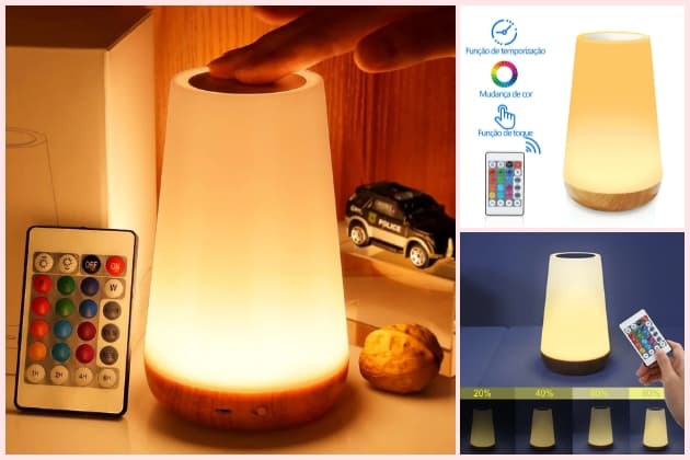 Luz de cabeceira Luminária de mesa moderna Lâmpada Touch com tempo de ajuste de controle remoto Luz Led